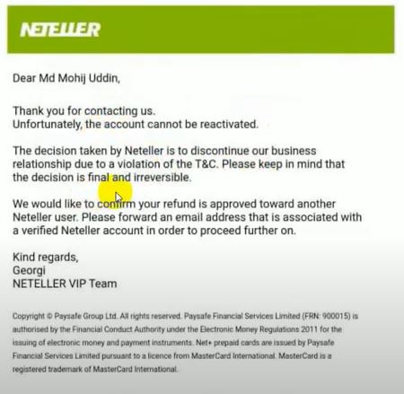 Cannot Reactivate the Neteller Disable Account