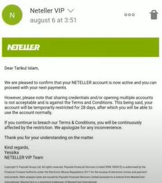 Reactivate the Neteller Disable Account