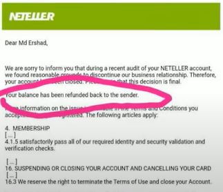 Refund thr USD from Neteller Disable Account