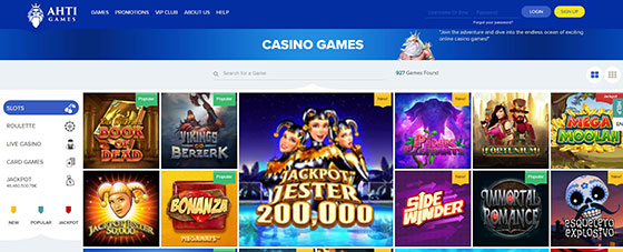Available Games on ATHI Games Casino