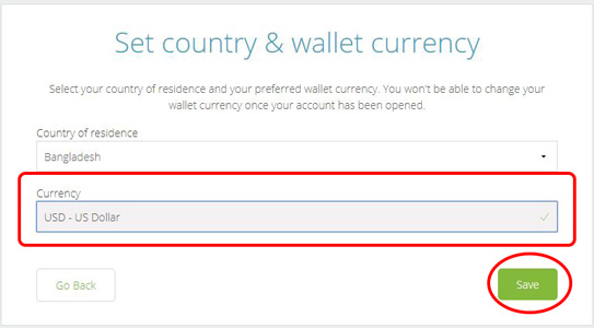 Neteller: Select your currency & Select wallet currency