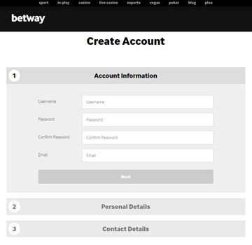 Form to create account