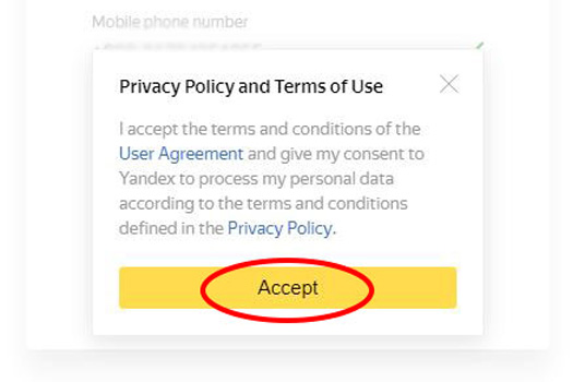 Yandex mail terms and condition user agreement