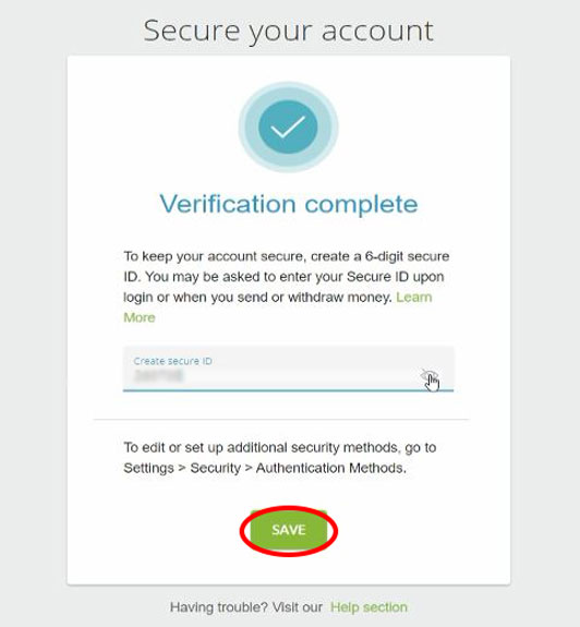 6 digit verification is complete to secure neteller account