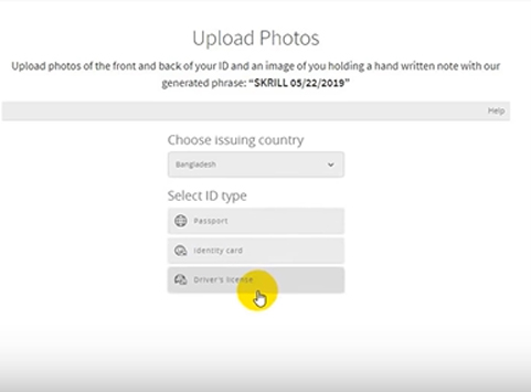 Select the country and ID type