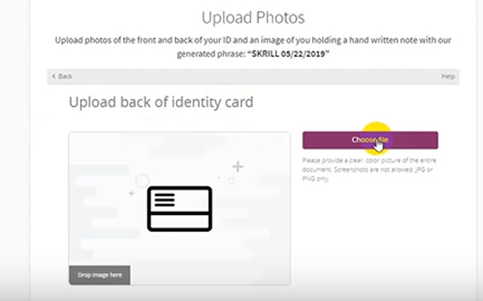 The back of ID card Uploading option