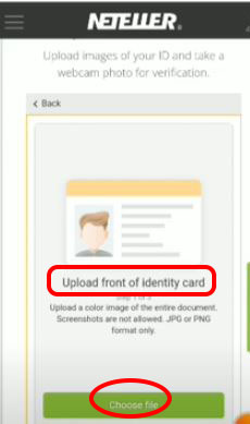 Upload the fornt side of the ID card